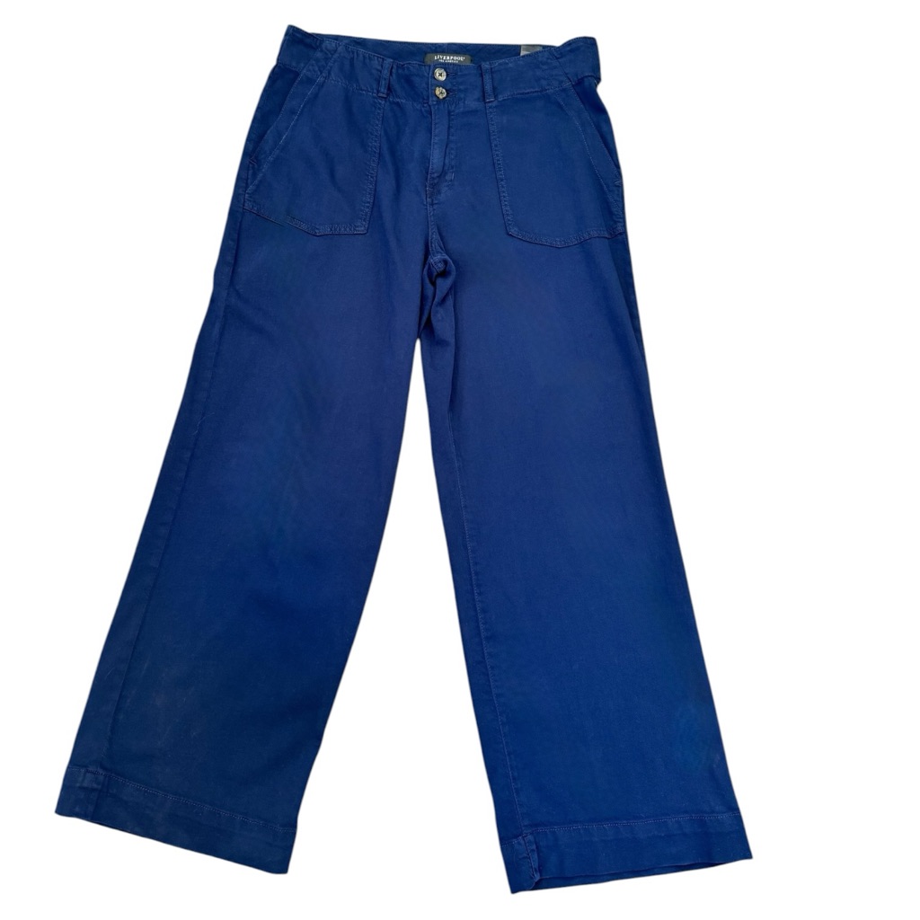 Liverpool Pants Womens Size 12/31 Wide Leg High Rise Stretch Navy Dusk